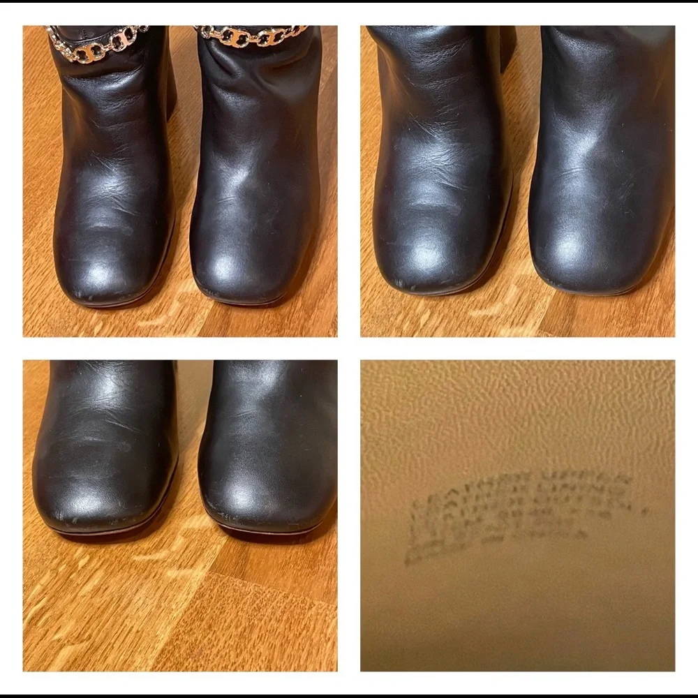 Tory Burch Leather Floral Blossom Knee High Heeled Boot